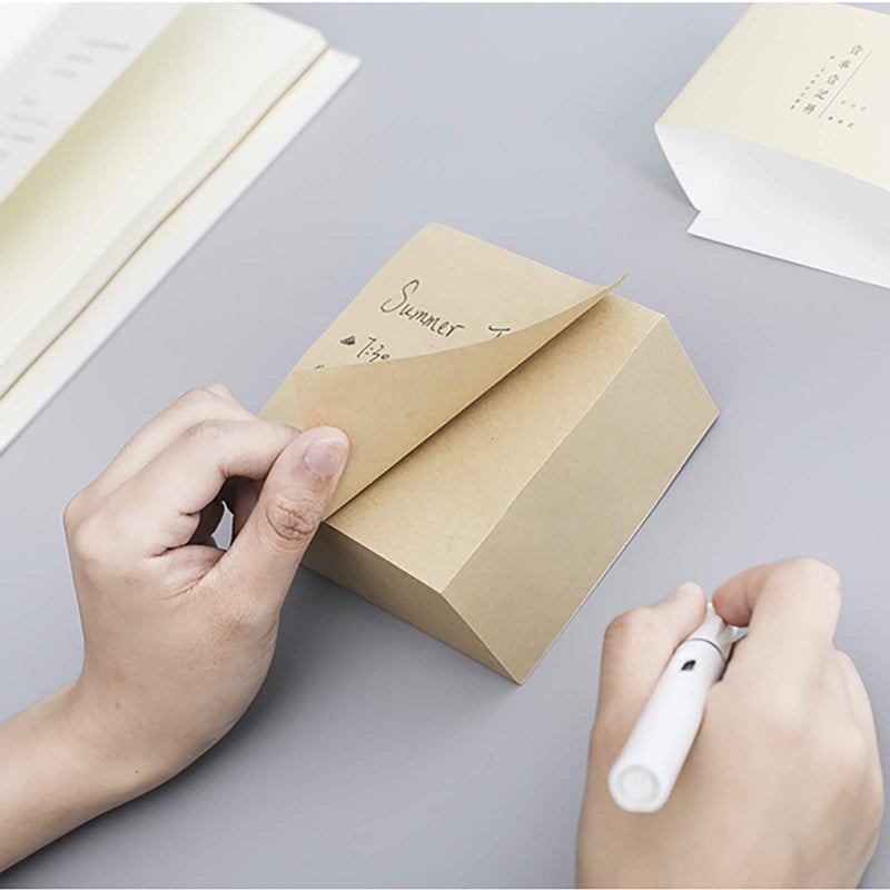 VANRA Sticky Notes 4 x 4-Inches Self-Stick Note Cube Memo Pads Strong Adhesive, 400-Sheets/Cube (Kraft Brown) - Image 2